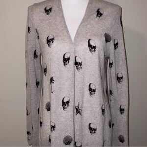 Skull cashmere Gray Skull Patterned Women's cardigan